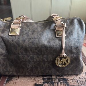 Michael Kors Brown Satchel with Gold Accents